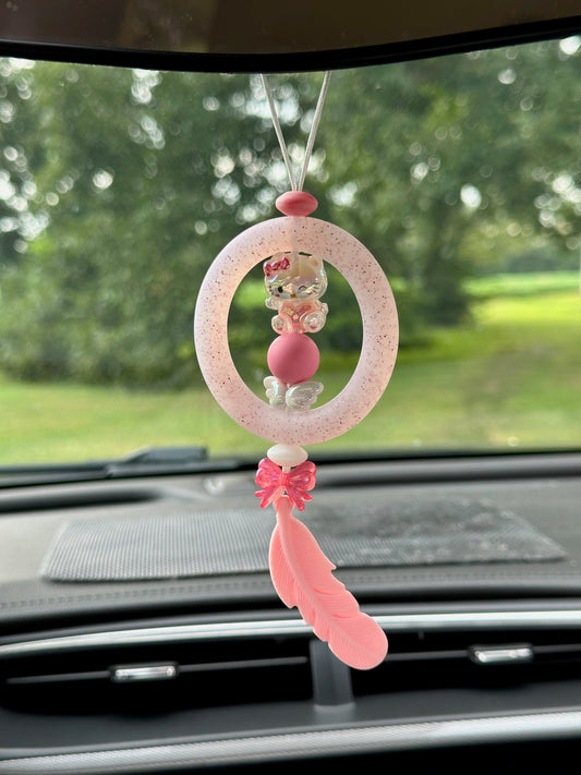 PRETTY KITTY IN PINK CAR CHARM...