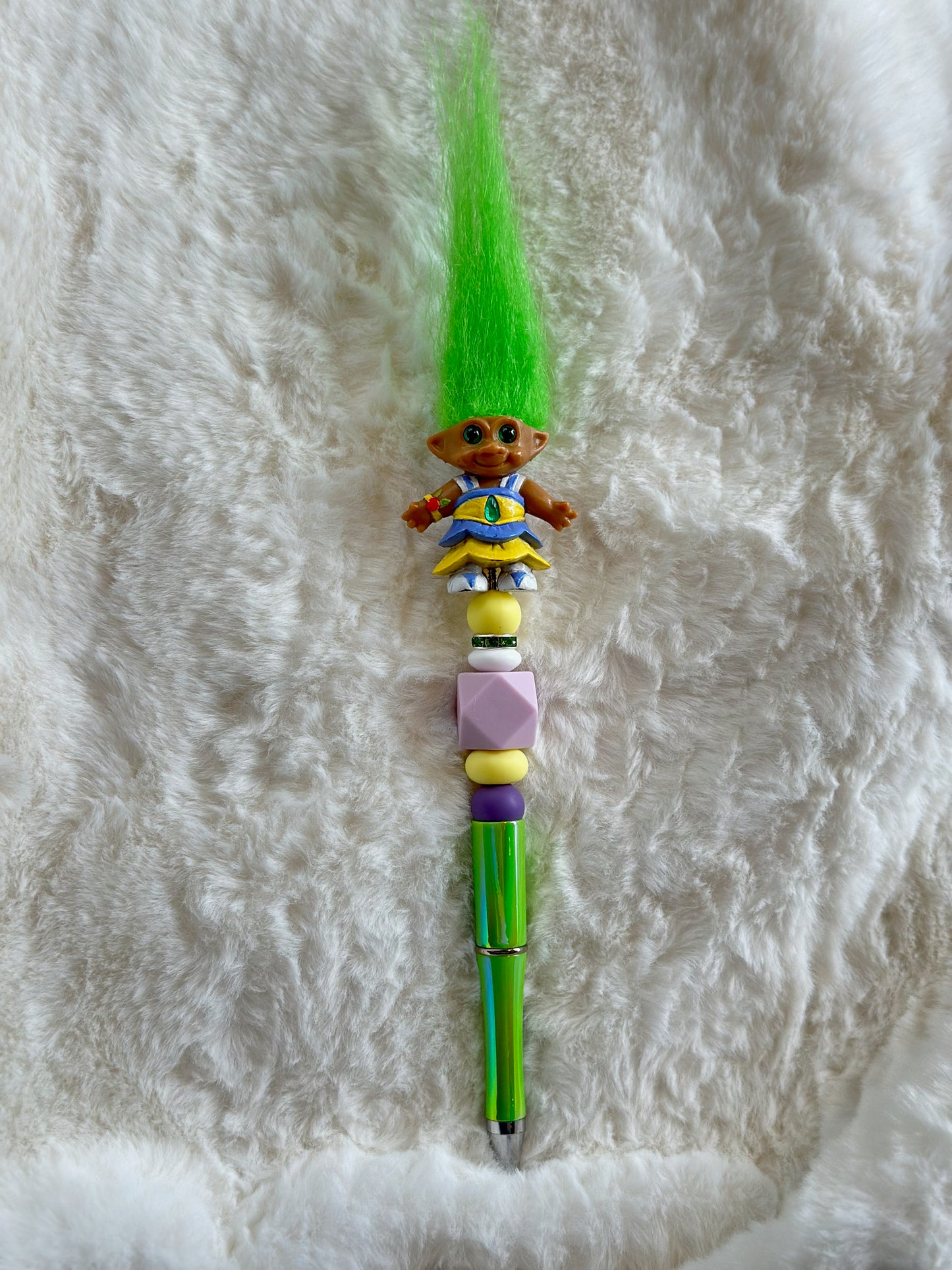 VINTAGE TROLL PEN - GREEN & YELLOW...