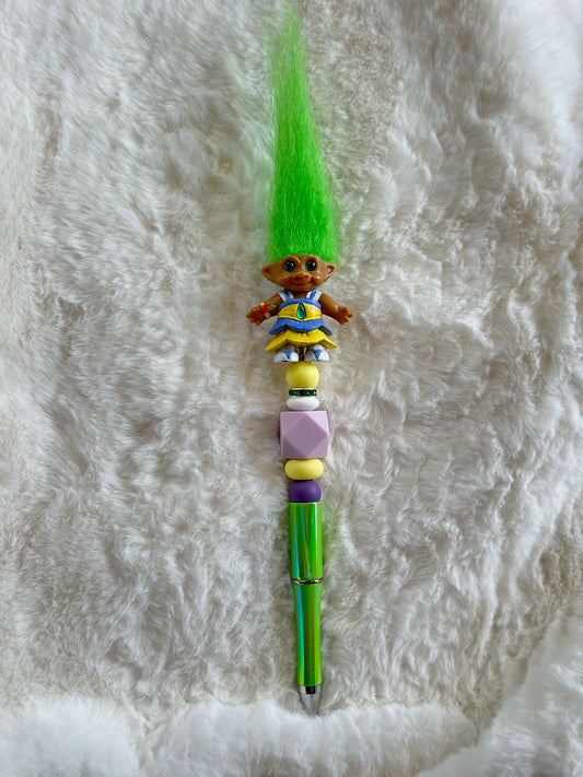VINTAGE TROLL PEN - GREEN & YELLOW...