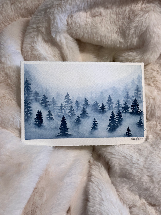 MISTY TREES WATERCOLOR...